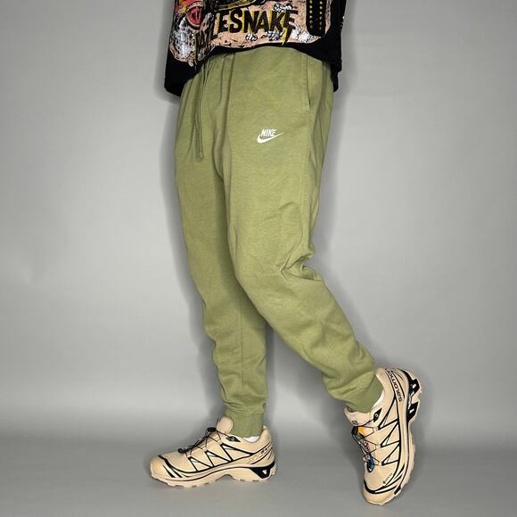 Nike Sweatpants Sage Green Cotton Joggers White Swoosh